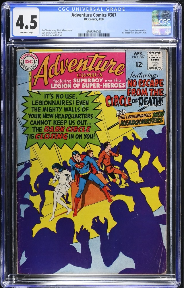 Adventure Comics 1968 Graded CGC 4.5 DC Comic 1st appearance of Dark Circle #367