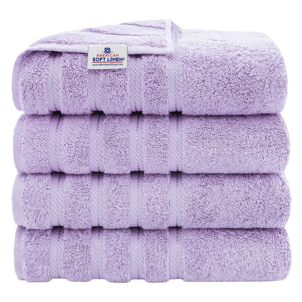 Luxury 4-Piece Turkish Cotton Bath Towel Set 27x54 in Soft Lilac