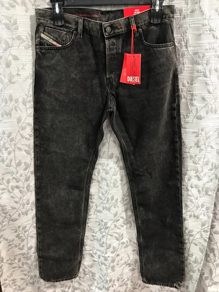 DIESEL Mens Size W34-L32 Black 1995 D Sark Trousers Straight Slim Jeans $225 NWT