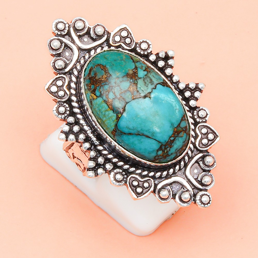 Handmade Tibetan Turquoise Silver Jewelry with Number 8 Charm