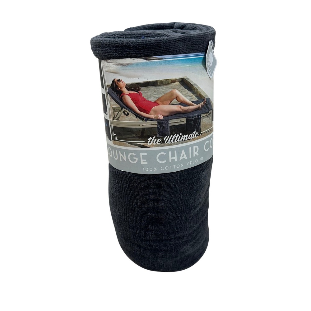 Ultimate Gray Cotton Velour Lounge Chair Cover Converts to Tote Bag Towel