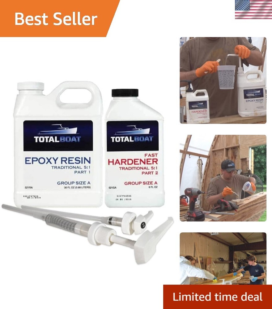 5:1 Marine Grade Epoxy Resin Kit with Fast Hardener for Fiberglass  
