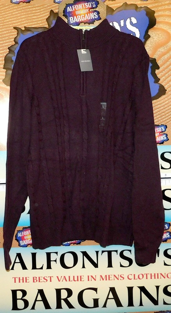 Van Heusen Mens 1/4 Zip Neck Cable Knit Sweaters $9.99 CLEARANCE SALE!-image