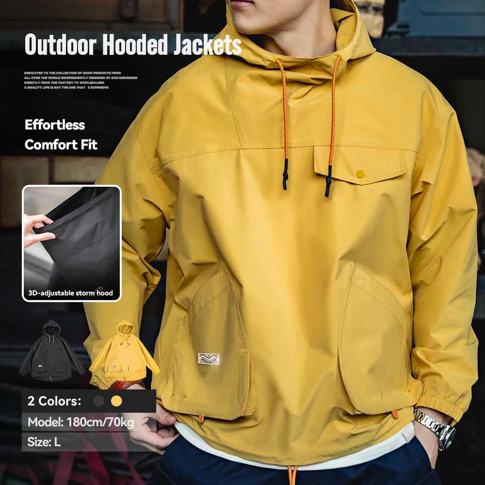 Casual Outdoor Multi-pocket Hooded Men's Jackets Spring Fall Loose Windbreak