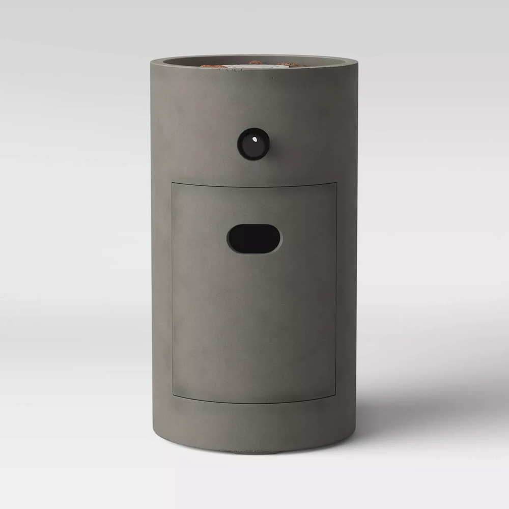 17-Inch Gray Pipestone Propane Fire Pit with Lava Rock and Cover