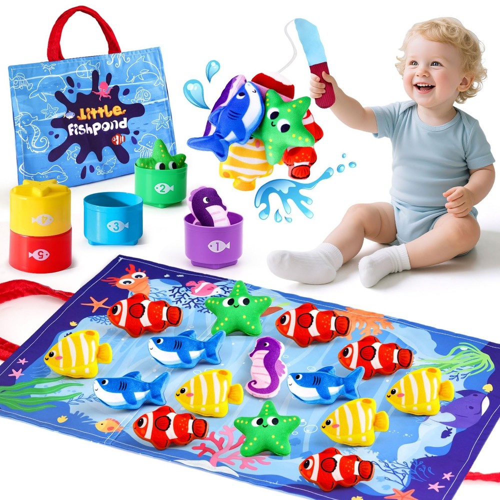 Montessori Toys for Toddlers, Preschool Learning Toys Cloth Fishing Games wit...