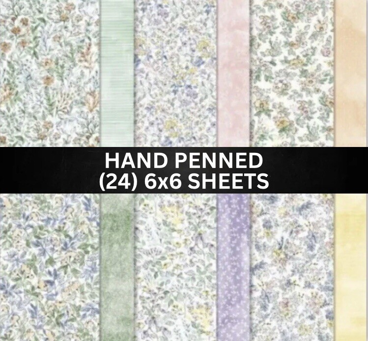 Stampin Up HAND PENNED Designer Series Paper DSP Flowers Floral - (24) 6x6 Shts