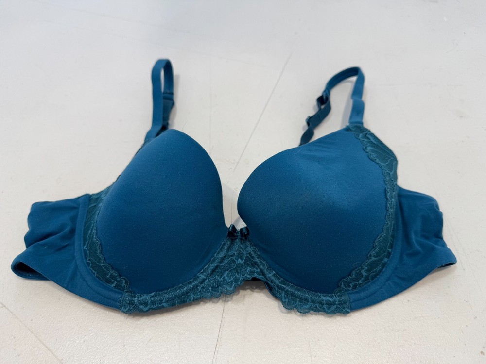 George Bra Underwired Padded Lace Detail Soft Touch Bra Size 36B Blue