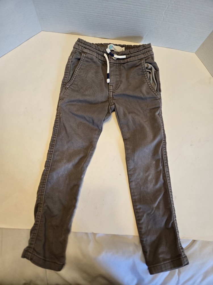 Boden Boys Stretch Chino Pants Taupe Brown White Drawstring Elastic Waist Sz 4