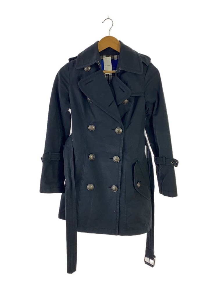 Burberry Blue Label Trench Coat 36 Cotton Nvy Navy Plain E1A41-660-09