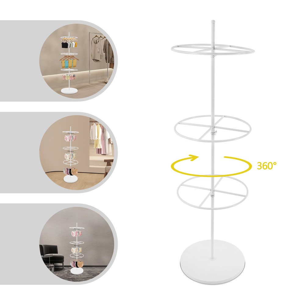 Rotatable Metal Round Clothing Rack with Hanging Display