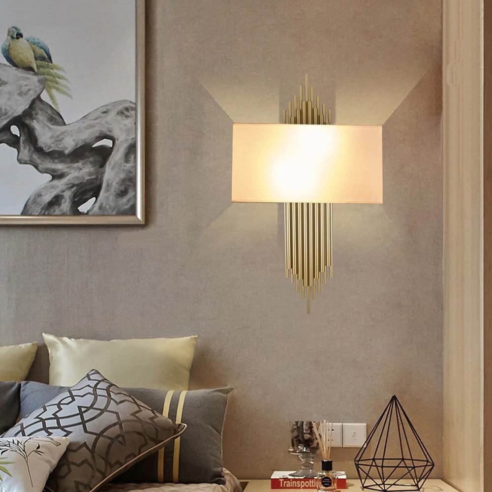 Modern LED Metal Fabric Wall Light Sconce for Bedroom Hallway