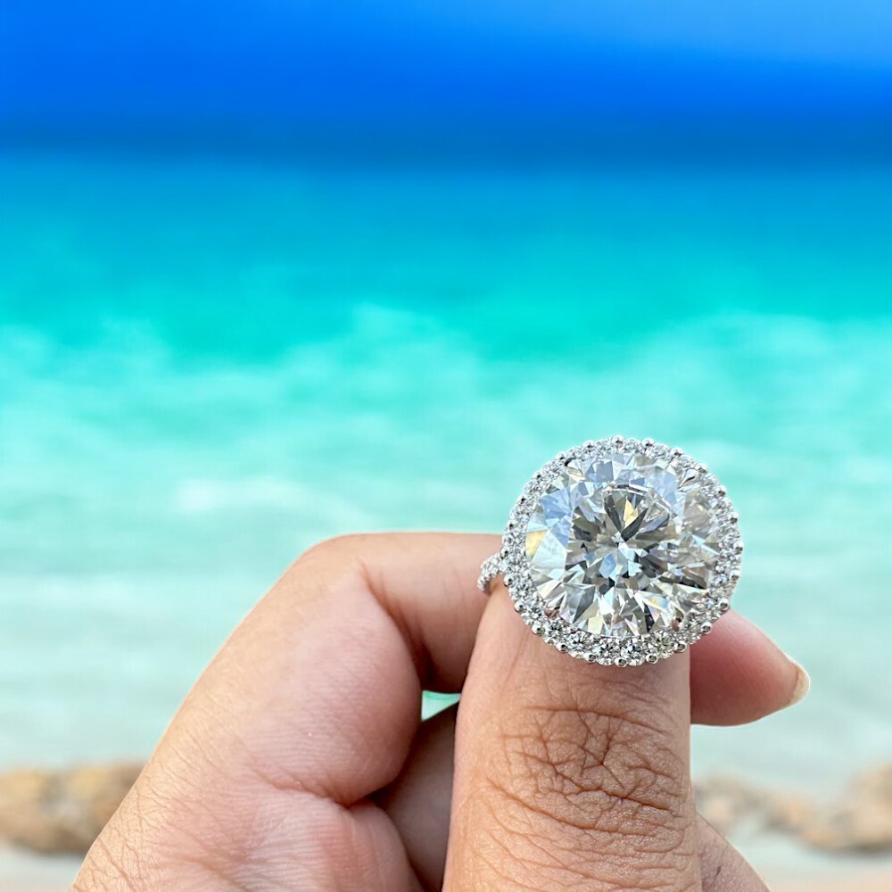 IGI Lab Grown 6ct 18k White Gold Round Cut Diamond Engagement Ring