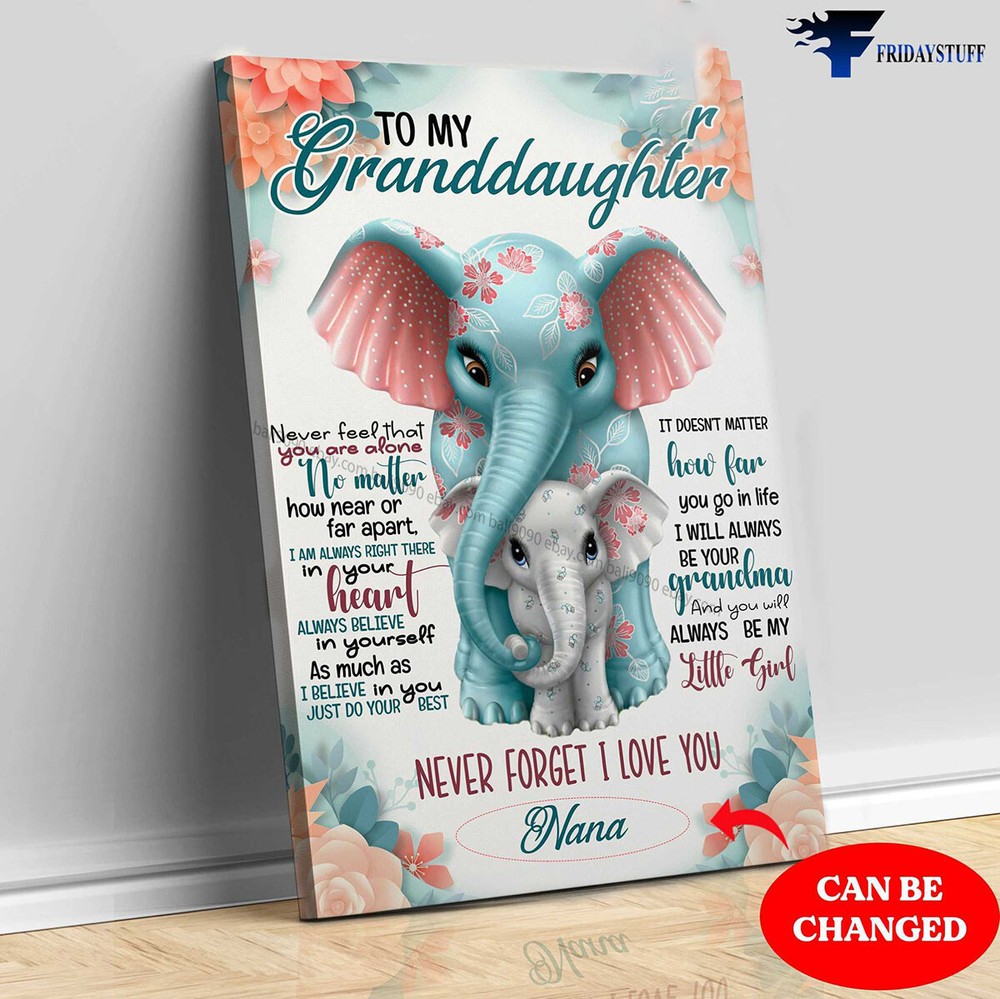 Grandma Granddaughter Elephant, To My Granddaughter Customized Personalized NAME