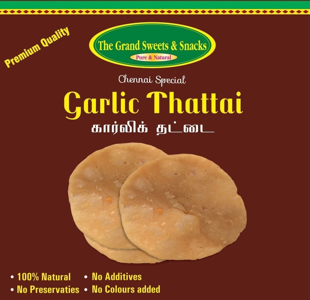 Grand Sweets and Snacks, Garlic Thattai, 180 Gms, Chennai Special