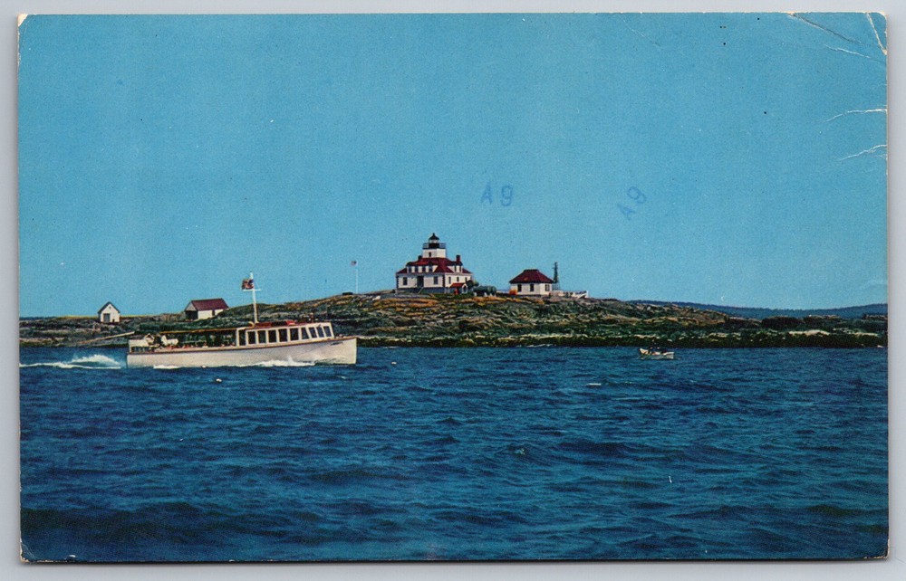 Vintage 1970s Egg Rock Light Frenchmans Bay Cruise Bar Harbor ME Postcard AA24