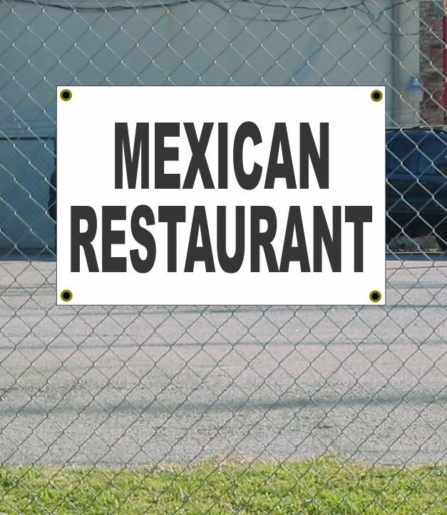 2x3 Mexican Restaurant Black & White Banner Sign Discount Price Free Shipping