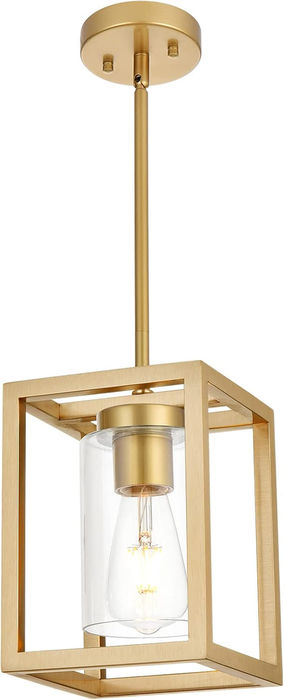 1-Light Rustic Chandelier in Gold Finish Modern Industrial Pendant Lighting Fixt