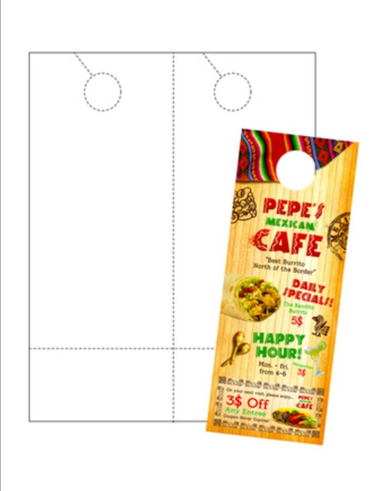No-Tear Blank Door Hanger with Coupon 2-Up on 8.5x11 8-Mil Paper 25 Sheets  -image