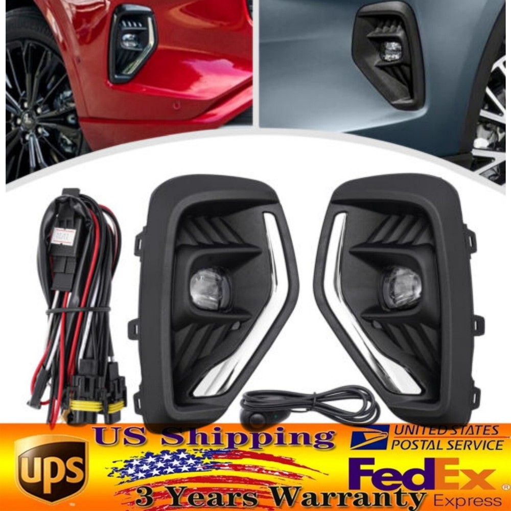 For 23 Ford Escape Front Bumper Fog Light w/Cover&Wire Harness LED Fog Light Kit