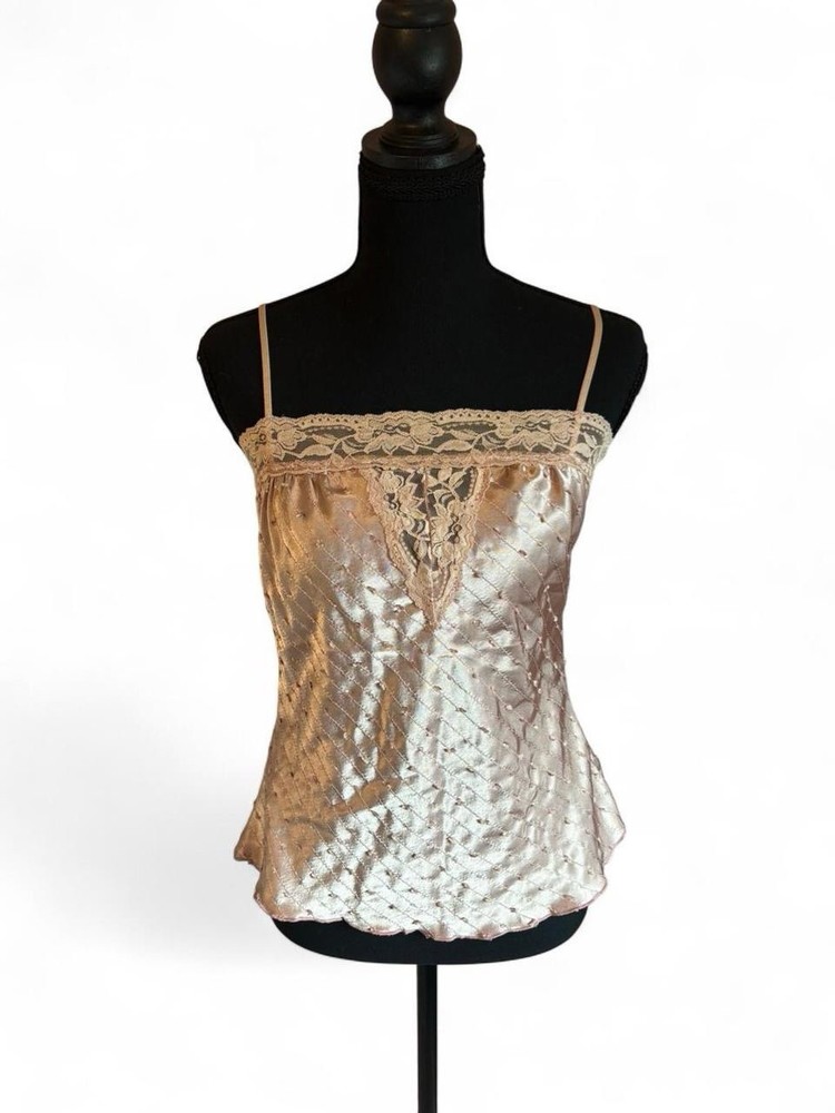 Twenty One Women’s Pink Satin Babydoll Lace-Lined Tank Top, Size Medium