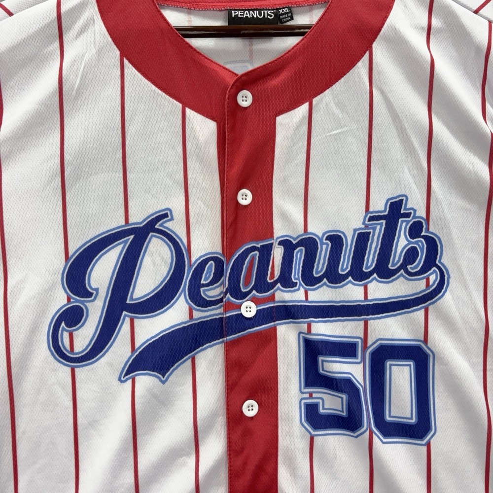 Peanuts Snoopy Baseball Jersey Men 2XL White Good Grief Athletic Club Button Up