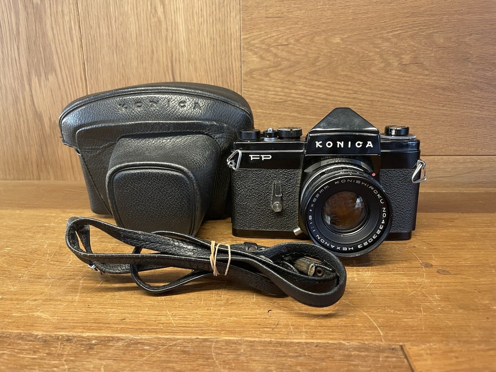 *Rare Black : Exc+5 w/ Case* Konica FP Film Camera Hexanon 52mm F/1.8 Lens Japan