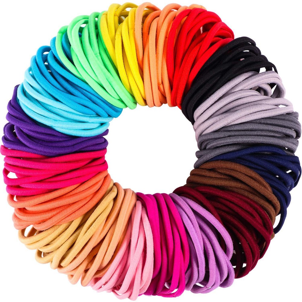 TecUnite 200 Elastics Hair Ties 4mm Rubber Bands Ponytail Holders for Hair