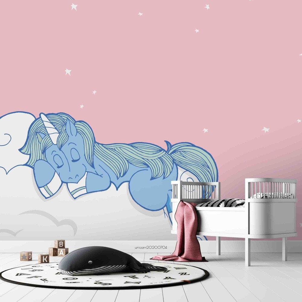 3D Unicorns Clouds Illustration Wall Murals Wallpaper Murals Wall Sticker 6
