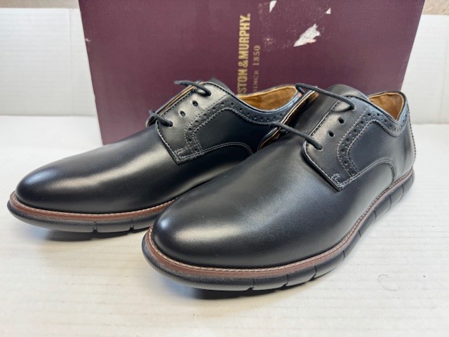 Johnston & Murphy Holden Plain Toe Oxford Black Full Grain Leather 9.5 M (D)