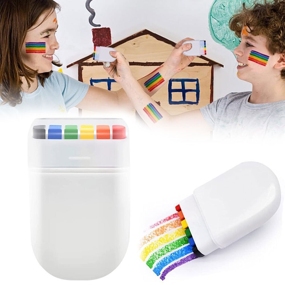 6 Colors Body Tattoo Gay Pride Day Cosplay US Pride Face Paint Stick Rainbow-image