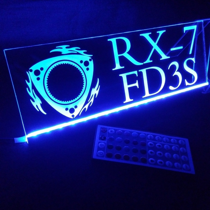RX-7 FD3S Full-Color LED Acrylic Rotary Engine Plate JDM Japan