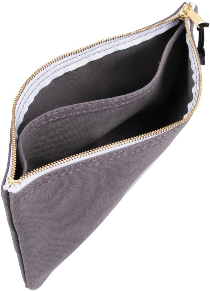 Klein Tools 55578 7-Inch Gray No. 10 Canvas Zipper Bag with Divider