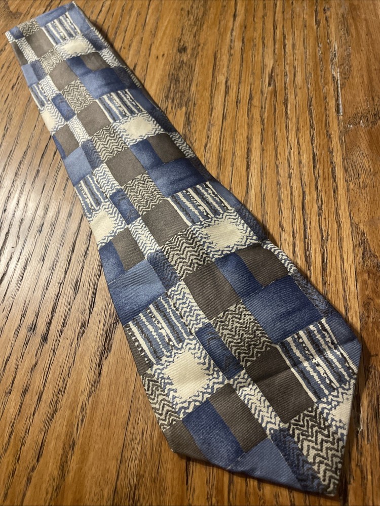 Vintage EUC Perry Ellis USA Made Italian Silk Tie Geometric Men’s Necktie