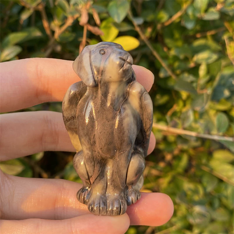 1pc Natural stone Angel dog carved Quartz Crystal skull Reiki healing