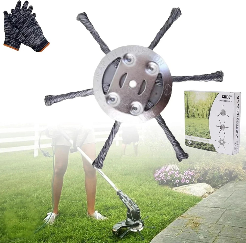 Grass Trimmer Head Universal Wire Wheel Trimming Head for Electric Mower