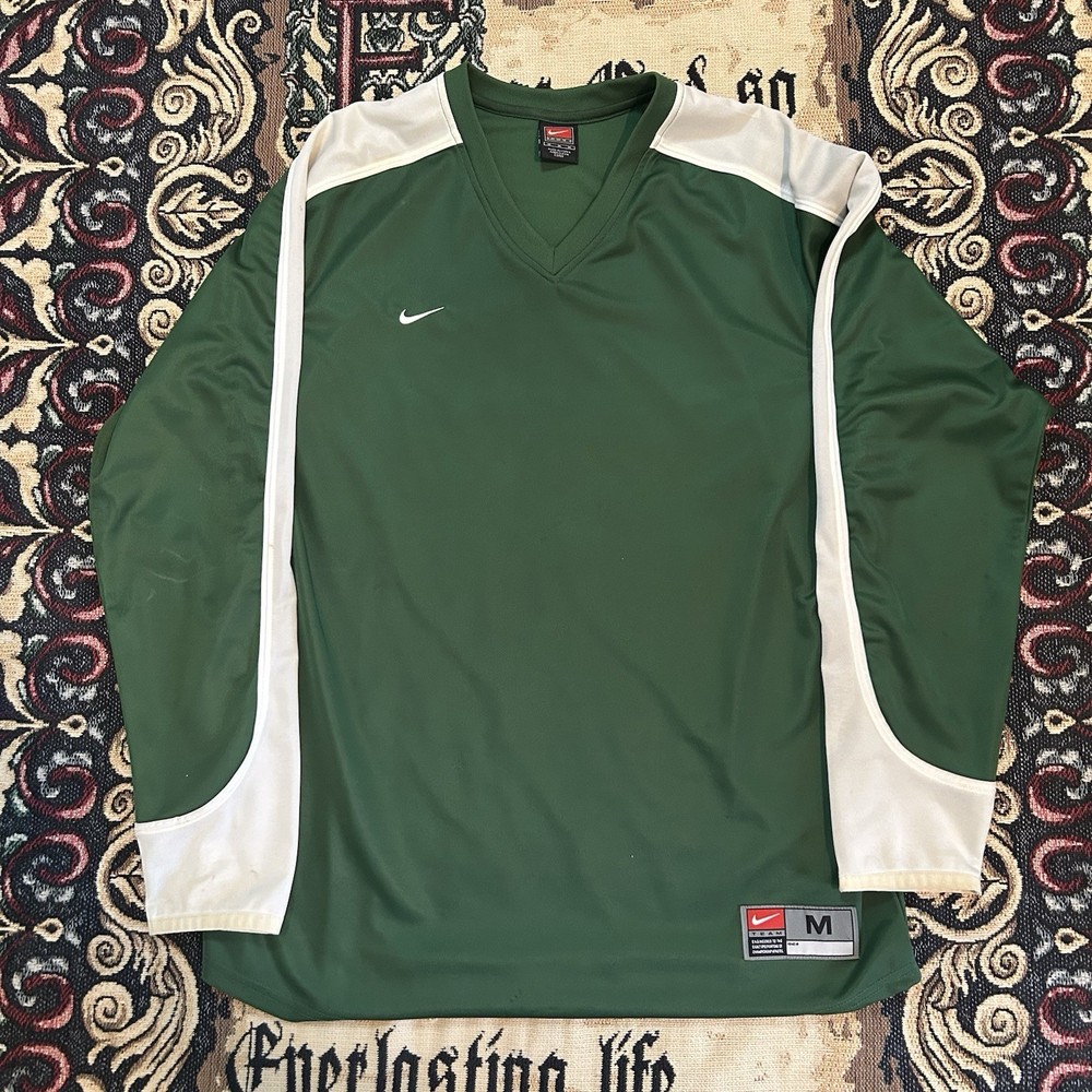 Vintage Nike Team Green & White Long Sleeve Football Practice Jersey Size L
