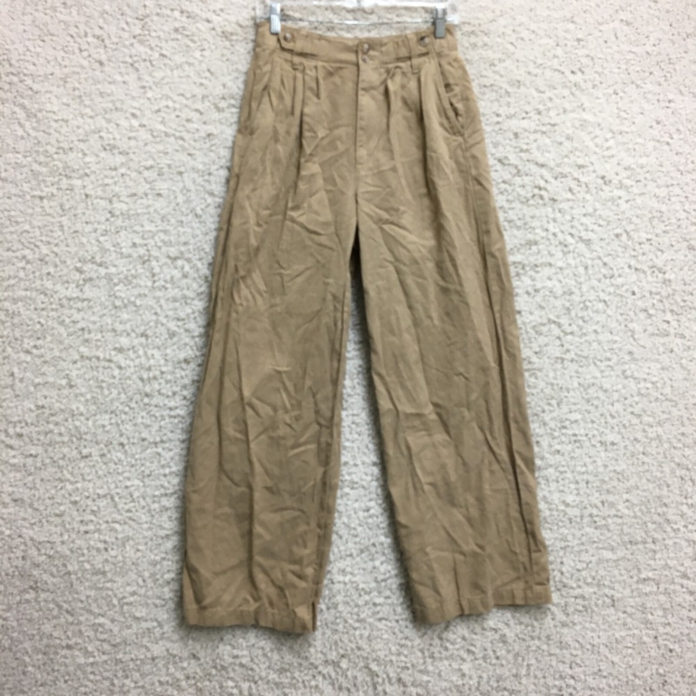 Madewell Women's Tall Harlow High Rise Wide Leg Linen Pants in Brown