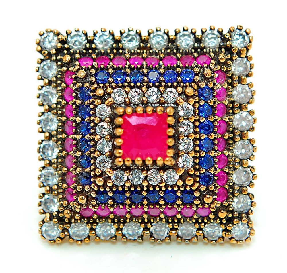 Vintage Ottoman Empire Inspired 6CT Treated Ruby Sterling Silver Ring Size 7.5