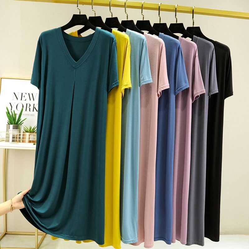Women Short Sleeve Nightgown Casual Sleep Dress Sleepwear Nightdress Plus Size