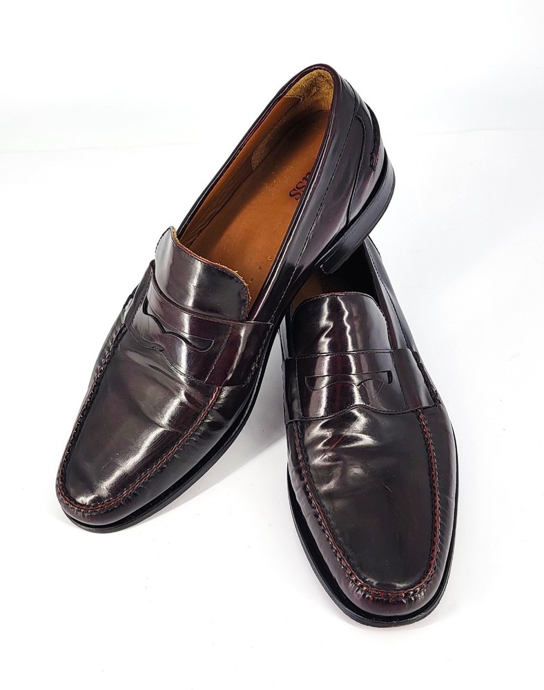 Bass Weejuns Dover Mens 12M Penny Loafers Leather Upper Sole Cordovan Brazil  