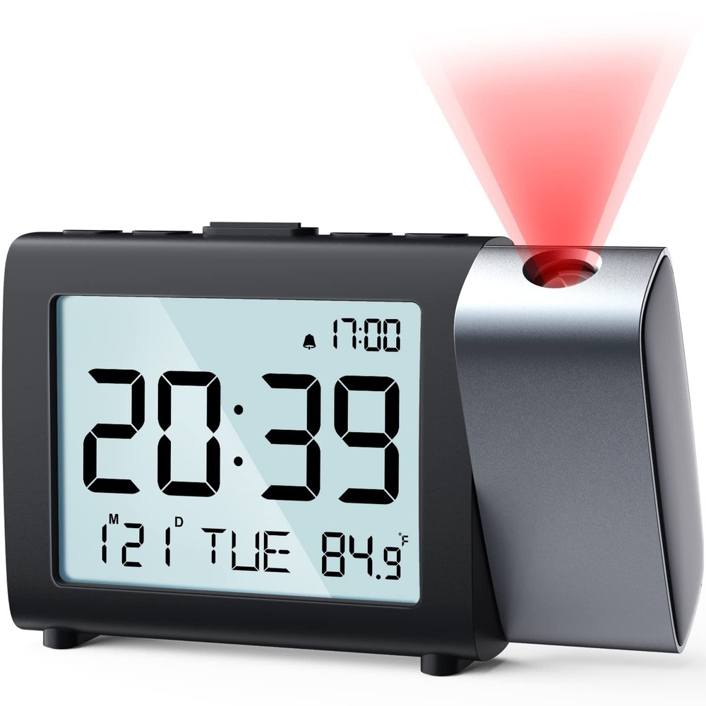 Projection Alarm Clock for Bedroom: Digital LCD Clock with Temperature Date S...