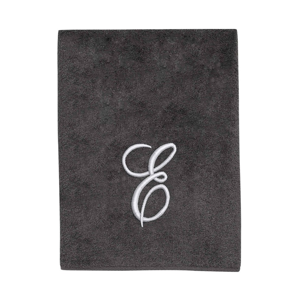 Avanti Linens Monogrammed Bath Towel Letter E in Granite Silver Script