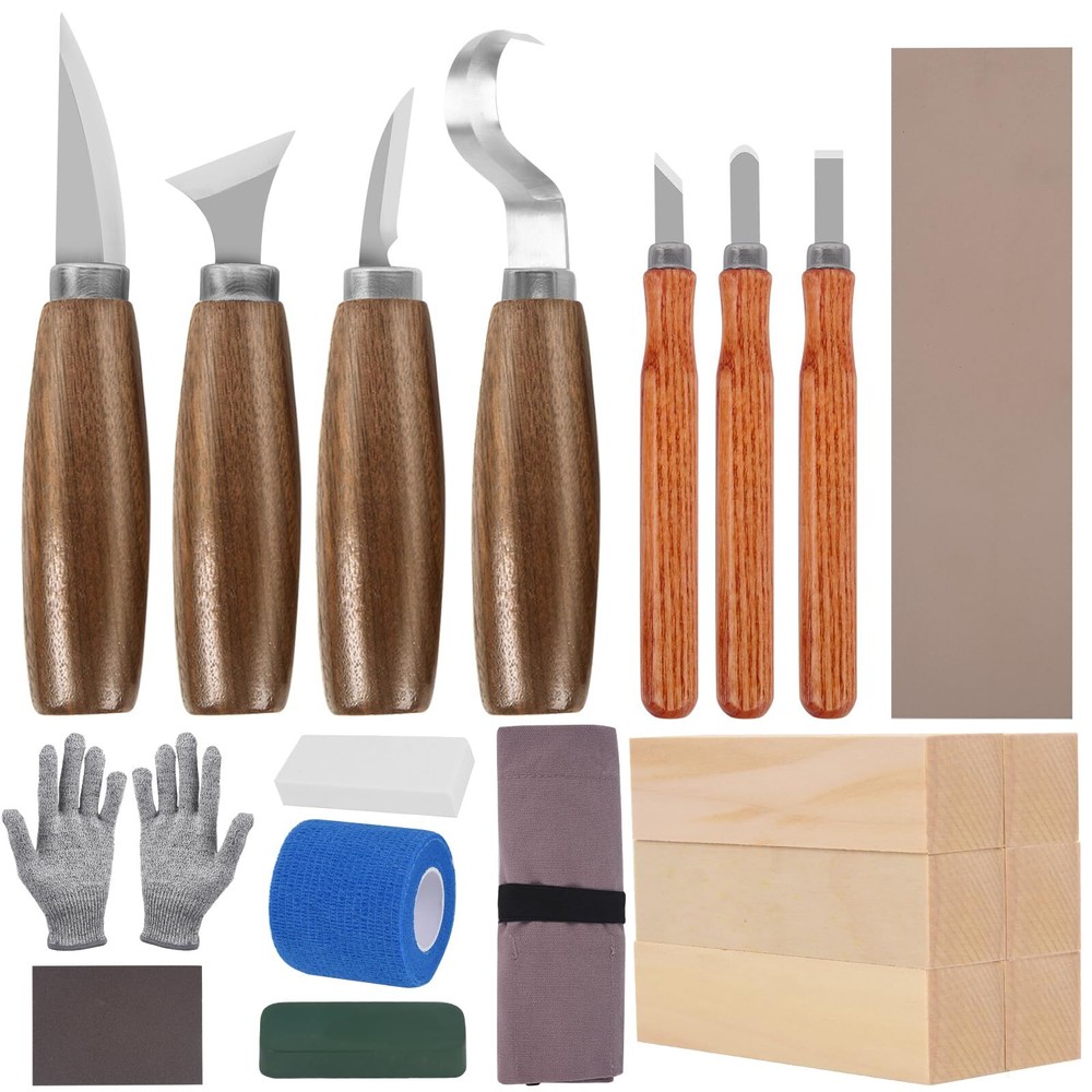 Wood Carving Tools, 26 PCS Wood Whittling kit for Beginners, Wood Carving Kni...
