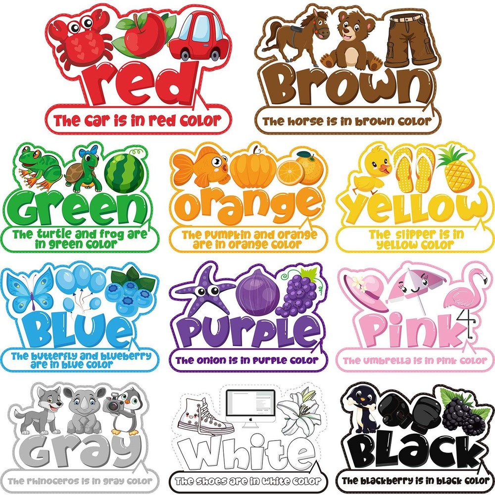 Outus 11 Pcs Color Poster for Preschool Classroom Bulletin Board Set 16.5x11....