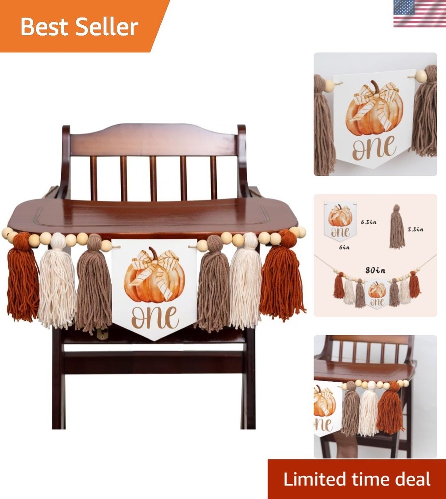 First Birthday Pumpkin Tassel Banner Halloween Fall Autumn Party Decor