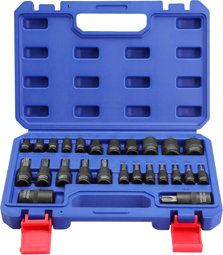 25-Piece Torx Bit & External Socket Set with 1/4 3/8 1/2 Drive
