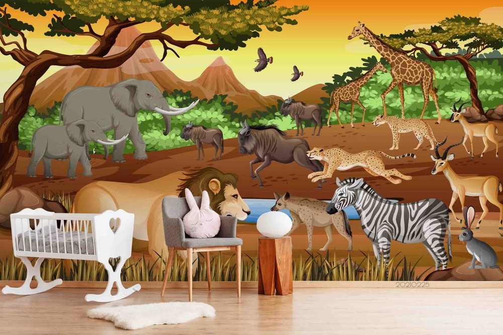 3D Forest Animal Illustration Wall Murals Wallpaper Murals Wall Sticker