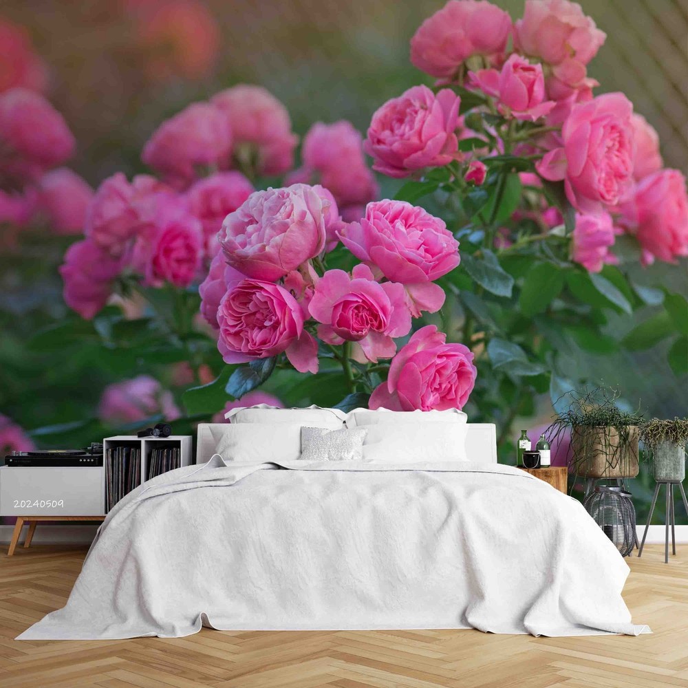 3D Pink Rose Plant Close-up Wall Murals Wallpaper Murals Wall Sticker 5