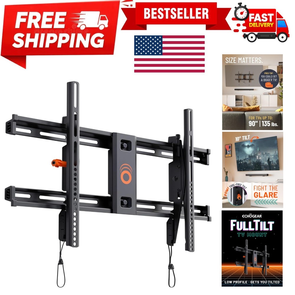 Adjustable TV Wall Mount with 10 Degree Tilt - For Large Screens (40-90 inch)